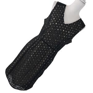 The Limited Black Midi Dress with Beige Polka Dot Lining